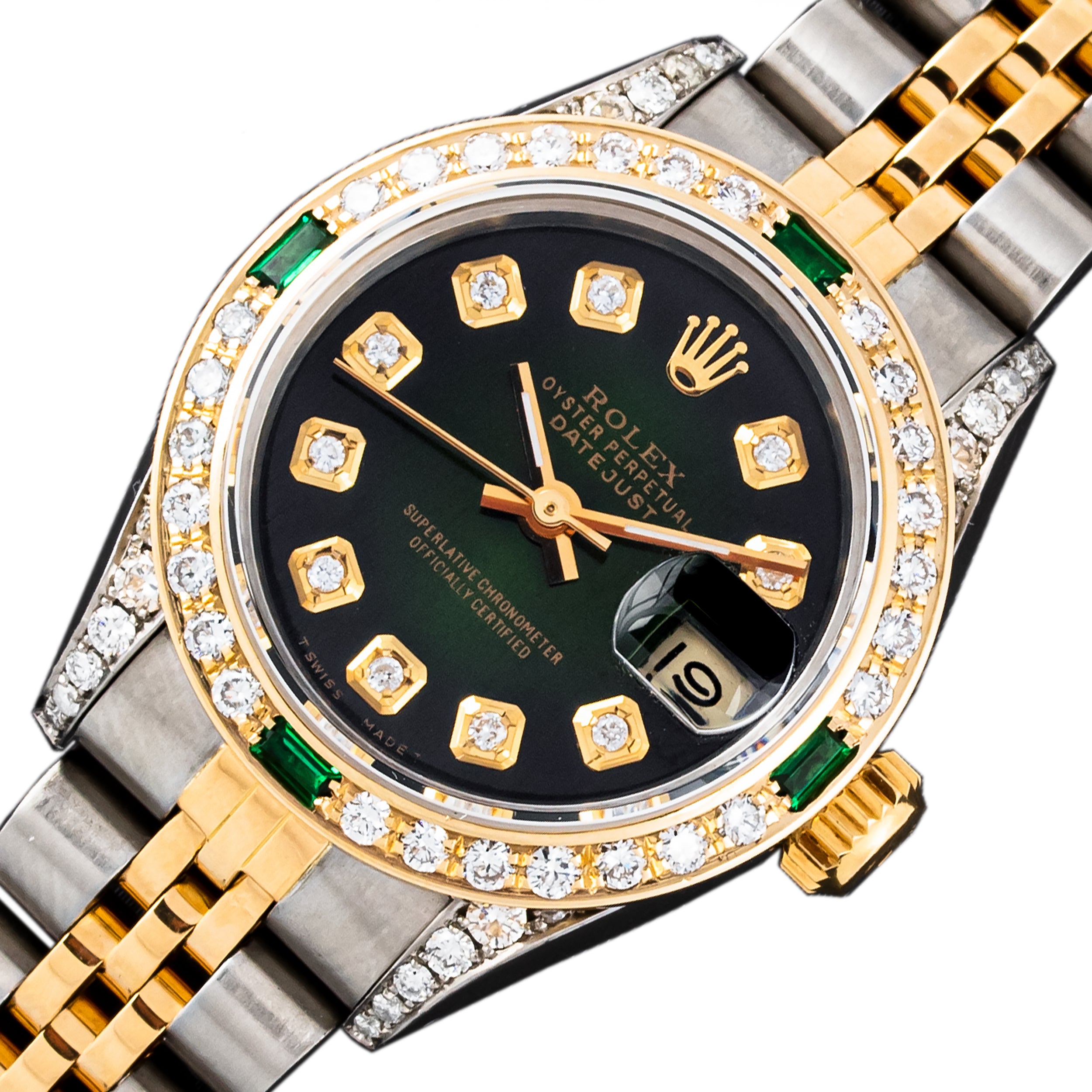 Rolex Lady-Datejust 69173 26MM Green Diamond Dial With Two Tone