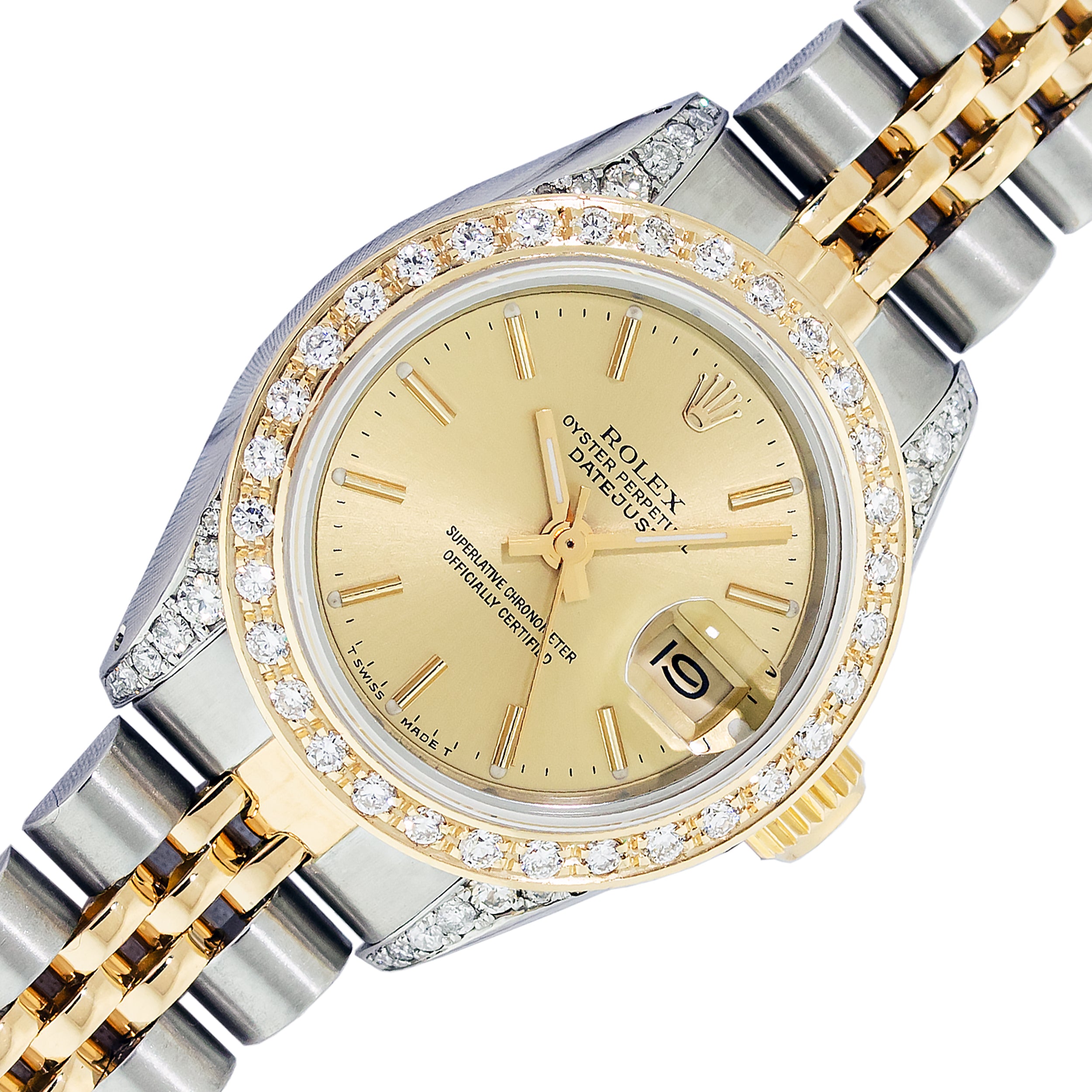 Full 18kt Gold 26mm Factory Diamond Rolex Datejust Come Auction
