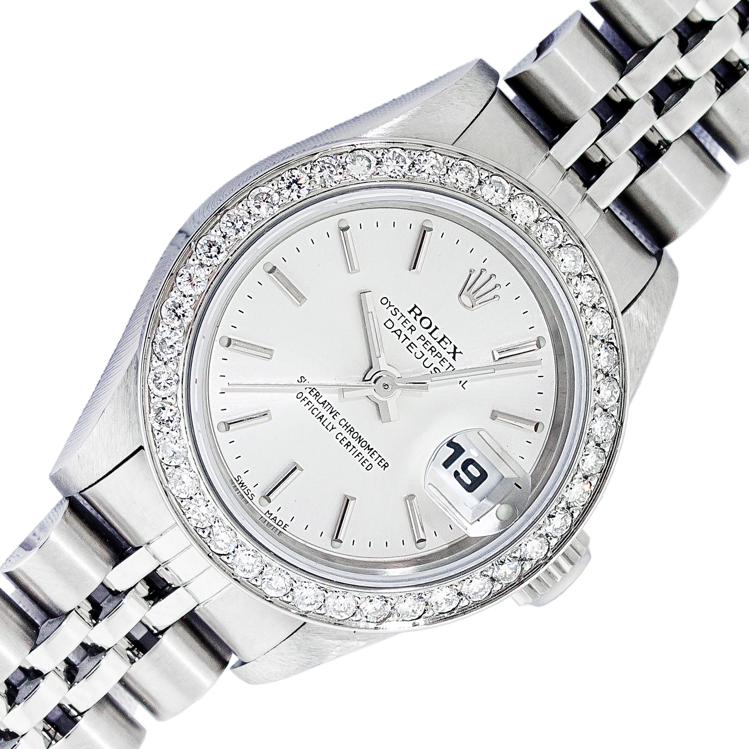 Rolex lady datejust 2024 silver diamond dial